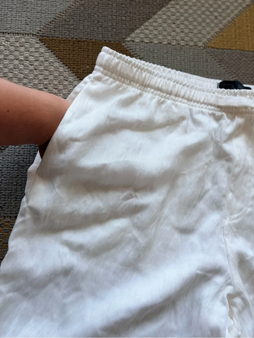 ZARA White Linen Blend Wide Leg Drawstring Summer Pants Size L